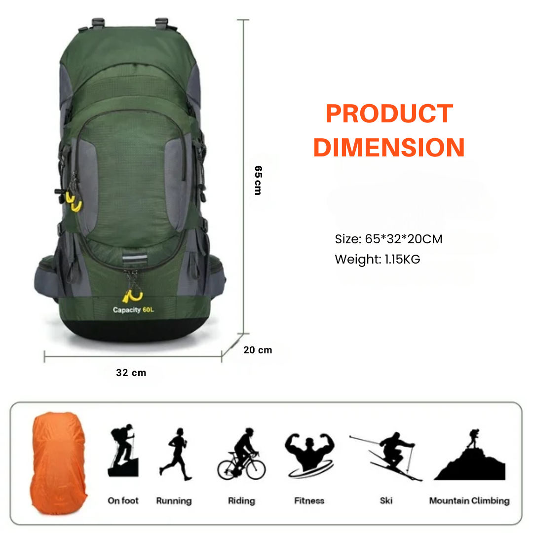 60L Waterdichte Rugzak – Ultieme Outdoor Rugzak voor Alle Avonturen