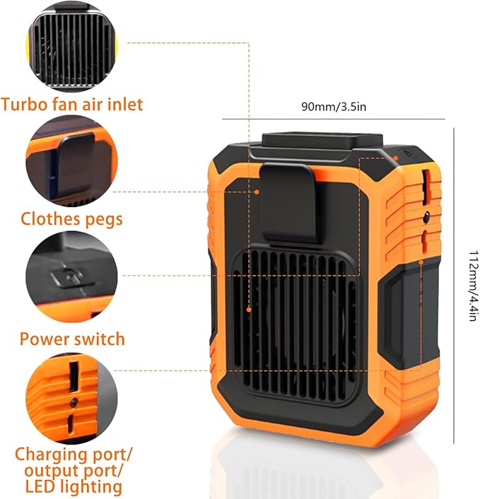 Trektoria – Draagbare mini tailleventilator met oplaadbare batterij en lichtgewicht ontwerp