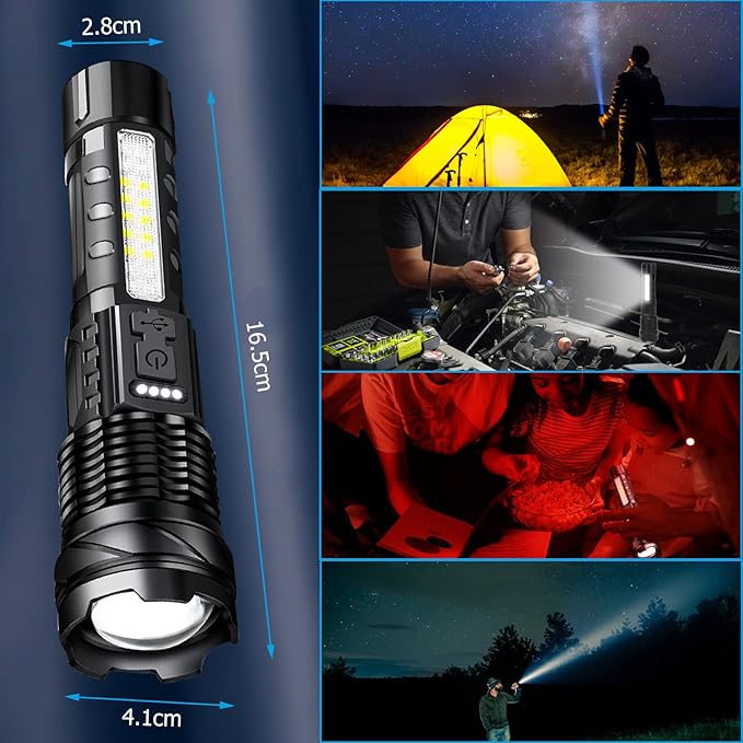 Trektoria – Tactische LED-zaklamp met 5000 lumen en USB-oplaadbare batterij