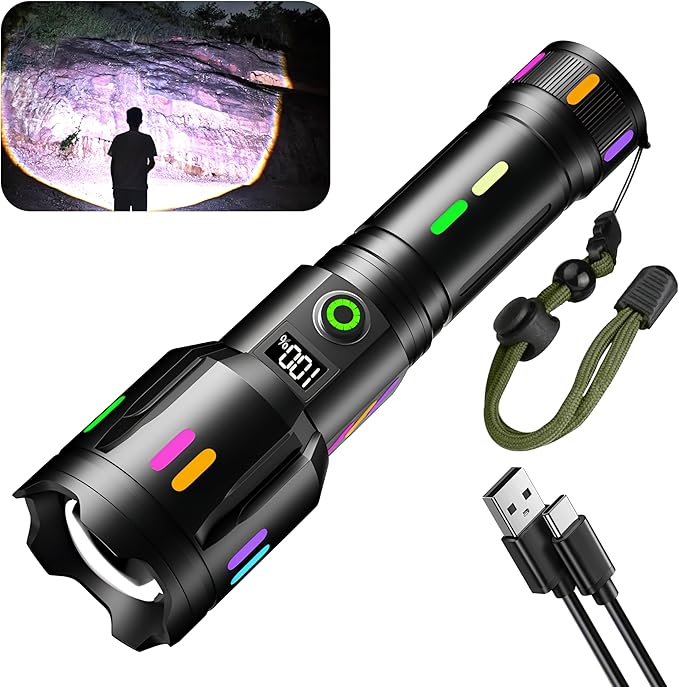 Trektoria – Hoogvermogen LED-zaklamp met 9000 lumen en USB-C oplaadbare batterij