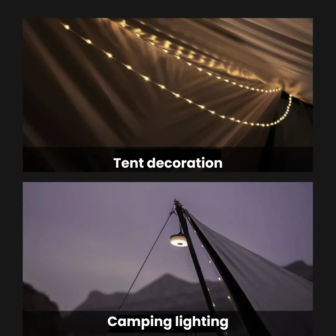 Oprolbare LED campinglamp – 10M USB oplaadbaar waterdicht