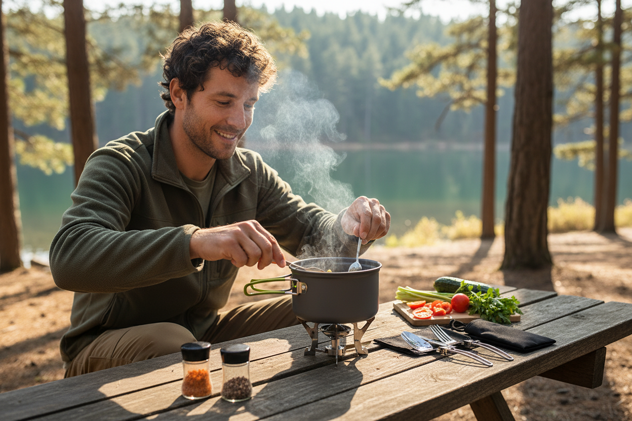 Person using Trektoria Camping Cookware Set